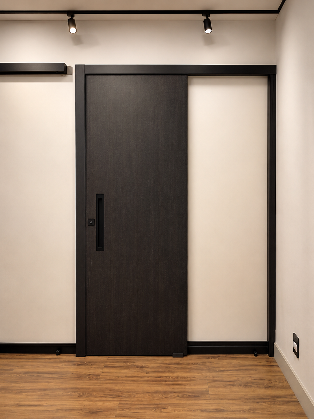 Kit para Porta de Correr Preto Amadeirado