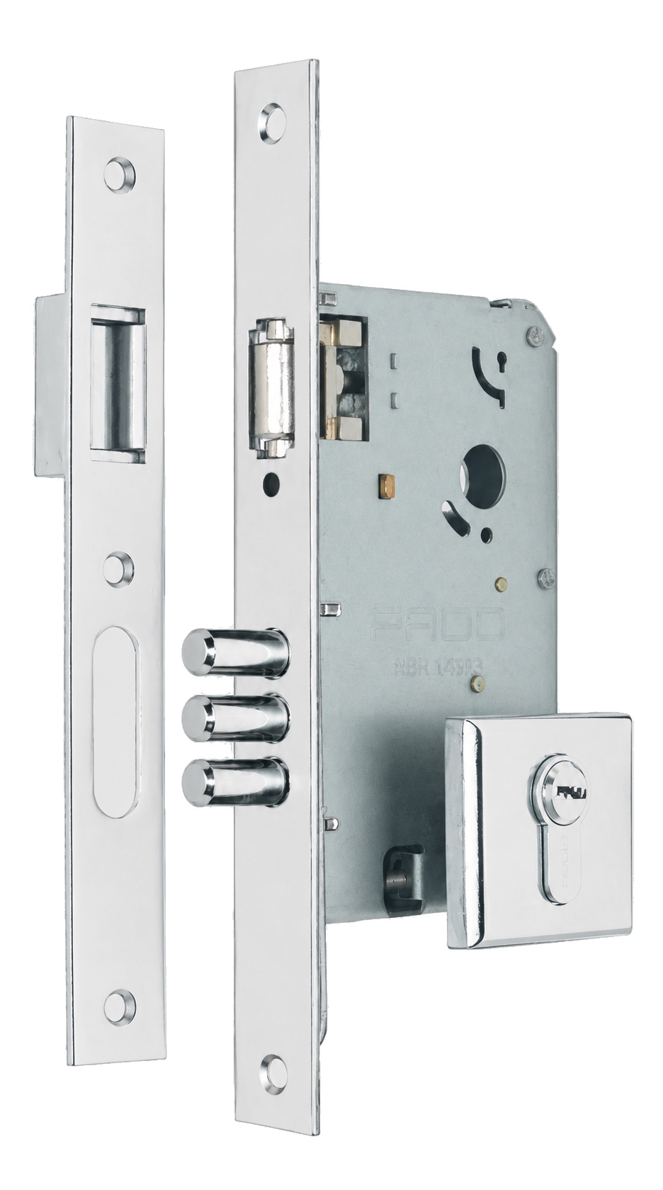 Fechadura Rolete Magnetico Pado Para Porta Pivotante 60mm – Cromada