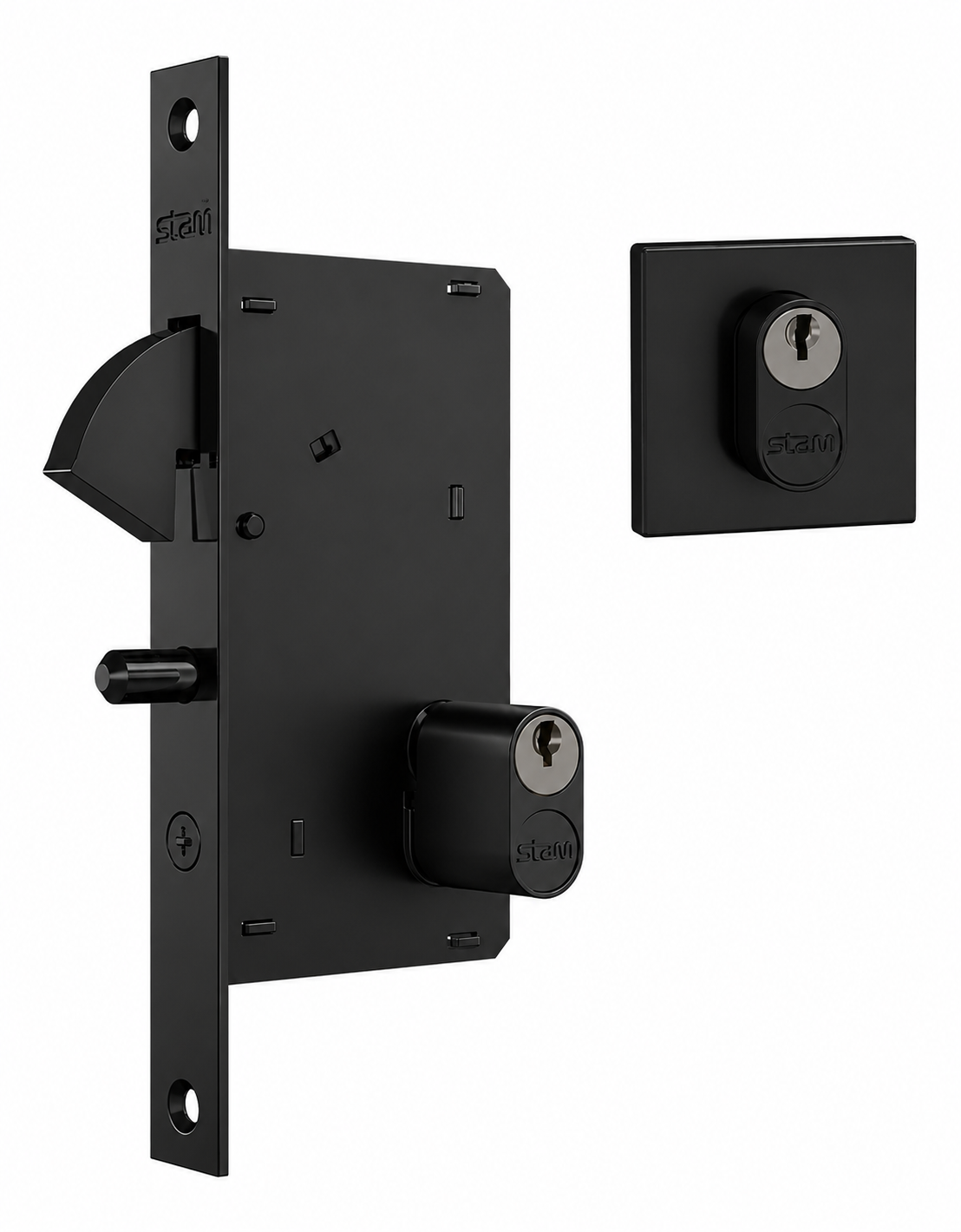 Fechadura Correr Bico Papagaio Quadrada Preta Ref. 950 STAM