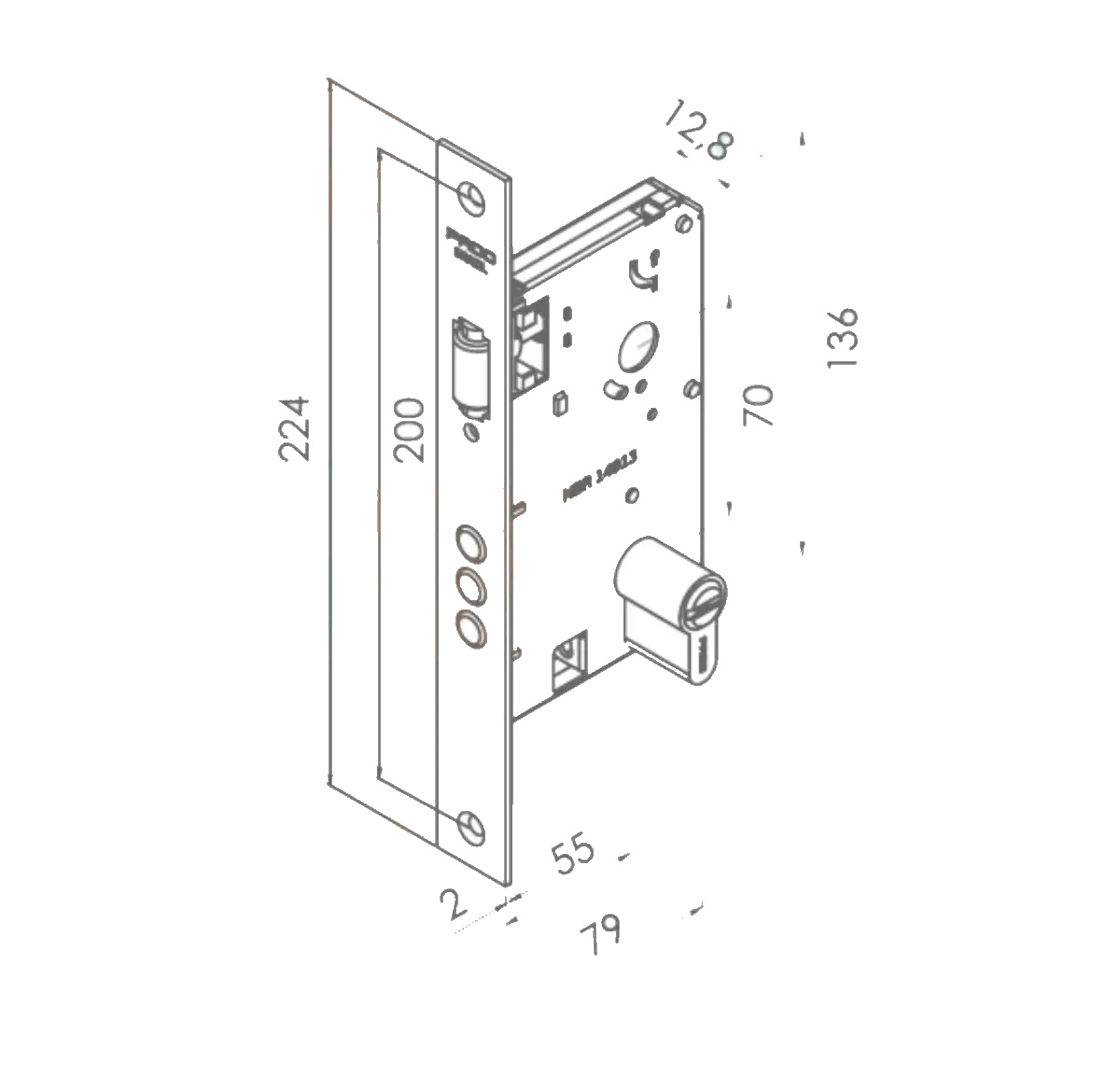 Fechadura Rolete Magnetico Pado Para Porta Pivotante 60mm – Cromada