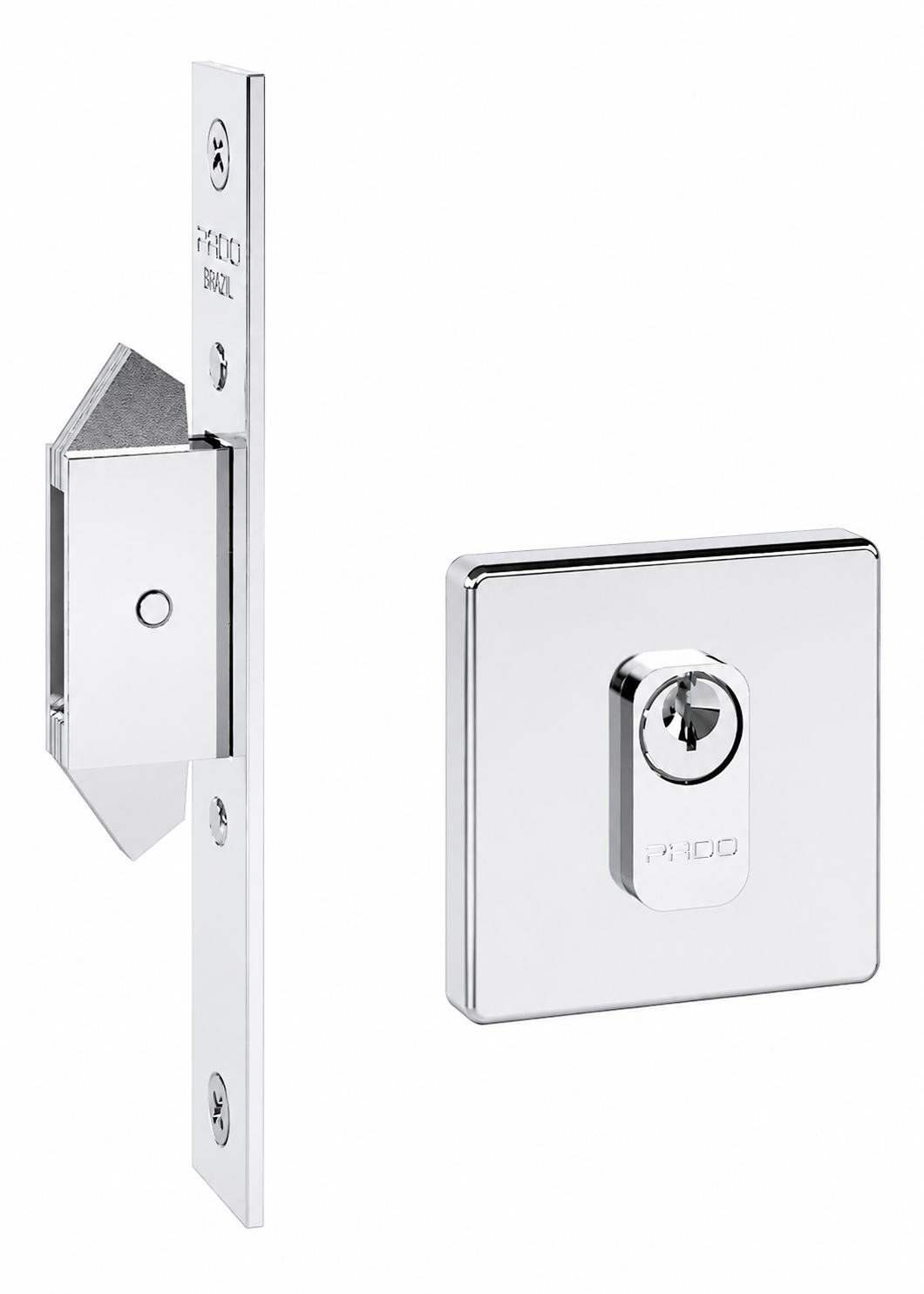 Fechadura Porta Correr Pado Inox Escovada Trava Exp Quadrada 45mm – Cromado